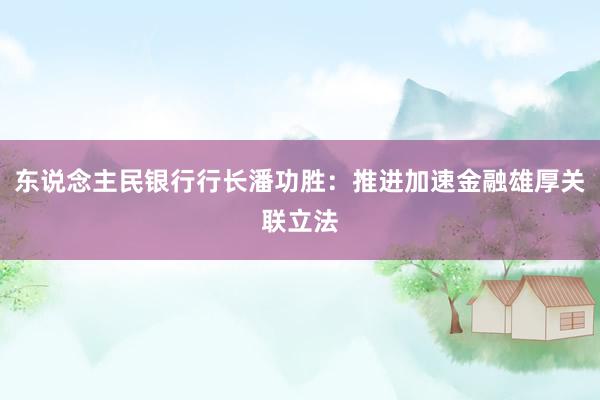 东说念主民银行行长潘功胜：推进加速金融雄厚关联立法